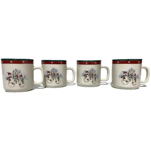 Royal Seasons Snowman Christmas Ceramic Coffee Mug 7 Ounces Set of 4 - Picture 1 of 6